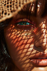 Supermodels with patterns and shadows on their face | Close up Portrait