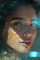 Supermodels with patterns and shadows on their face | Close up Portrait