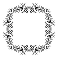 Black and white Vintage style engraved frame hand drawing design