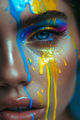 Supermodels with patterns and shadows on their face | Close up Portrait