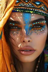 Supermodels with patterns and shadows on their face | Close up Portrait