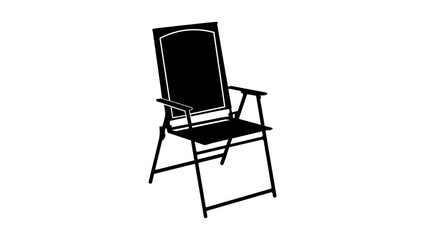 Folding outdoor chair, black isolated silhouette