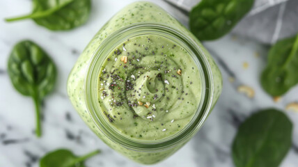 Obraz premium Healthy Green Smoothie in Jar