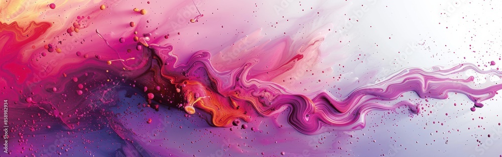Poster this image features a close-up shot of swirling pink and orange paint on a white background. the pai