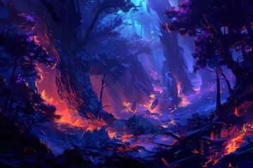 Enchanted Forest with a River of Fire