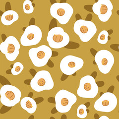 Seamless pattern with abstract white flowers. Vector illustration.