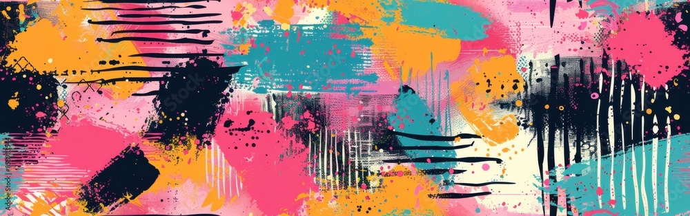 Poster this digital illustration features a colorful and abstract design. the background consists of bright