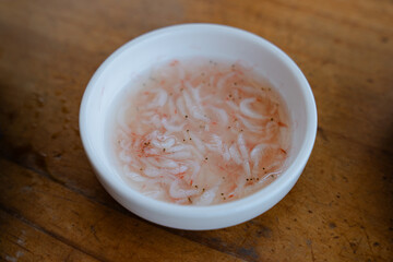 Bowl of Fresh Shrimp in Light Broth Korean food