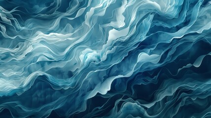 Abstract depiction of swirling ethereal waves in varying hues of blue and white