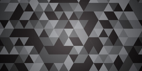 Fototapeta premium Abstract geometric black and gray background seamless mosaic and low polygon triangle texture wallpaper. Triangle shape retro wall grid pattern geometric ornament tile vector square element.