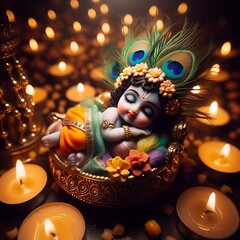 Cute baby lord Krishna. Happy Janmashtami