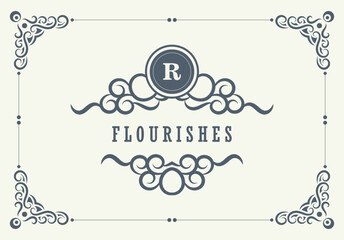 Vintage ornament greeting card vector template