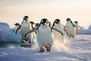 Fototapeta premium Penguin at outdoors in wildlife. Animal