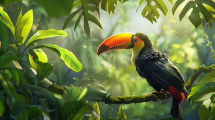 Fototapeta premium Toucan in Tropical Rainforest