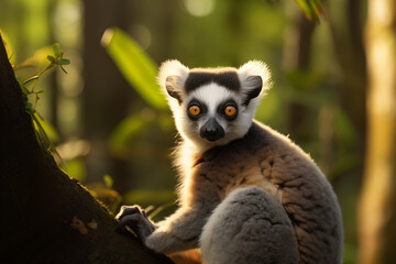 Obraz premium Lemur at outdoors in wildlife. Animal