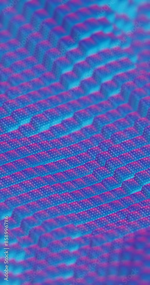 Poster abstract 3d render of neon blue and pink cubes - modern geometric pattern