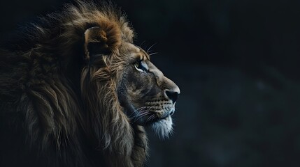 Fototapeta premium artistic lion on black background. 