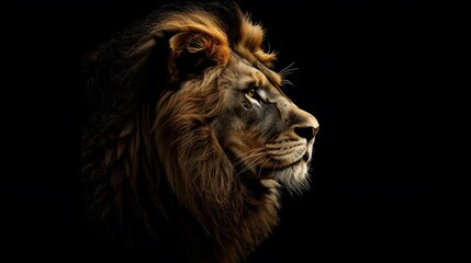 Fototapeta premium artistic lion on black background. 