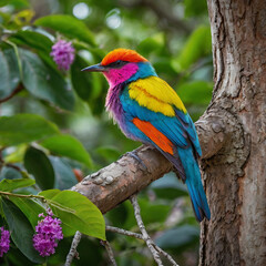 Fototapeta premium Colorful bird on a tree