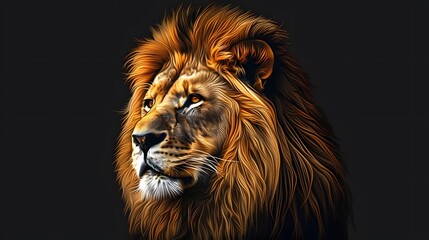 Naklejka premium artistic lion on black background. 