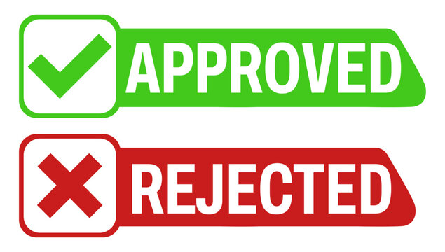Set approved and rejected icons. Verification sign labels sticker design vector illustration