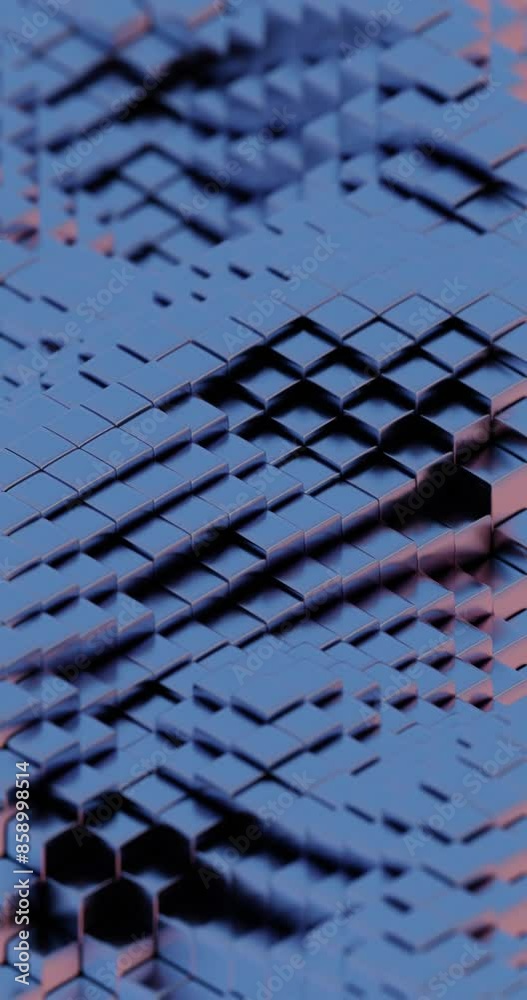 Aufkleber abstract 3d render of blue and purple cubes - geometric pattern with hexagonal highlights