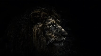 Fototapeta premium artistic lion on black background. 