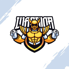 The Robot Warrior in Golden Armor Vector Mascot