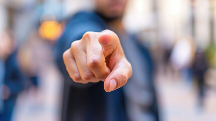 A Finger Points Directly at the Camera