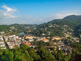 Kandy, Sri Lanka, Ceylon Island, city views panorama of the lake and sacred tooth temple