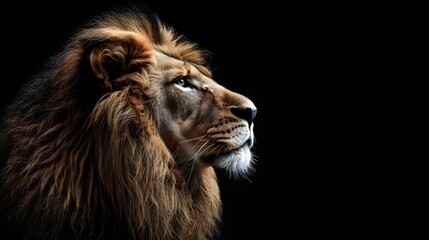 Naklejka premium artistic lion on black background. 