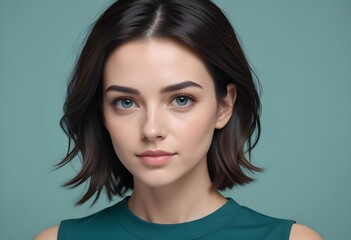 Fototapeta premium Positive woman on clean background