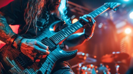 Naklejka premium Shred like a virtuoso on the guitar, channeling your inner rock god as you unleash blistering solos and soaring melodies that captivate the soul.