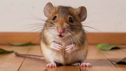 A close-up photograph of a tiny yet curious mouse.