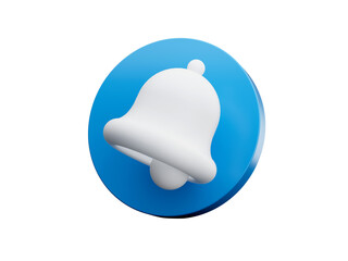 Blue notification bell alarm icon sign 3d illustration 
