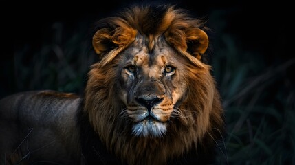 Fototapeta premium artistic lion on black background. 