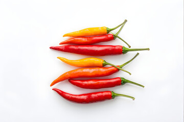 Chili on white isolated. Hot chili peppers with clipping path.