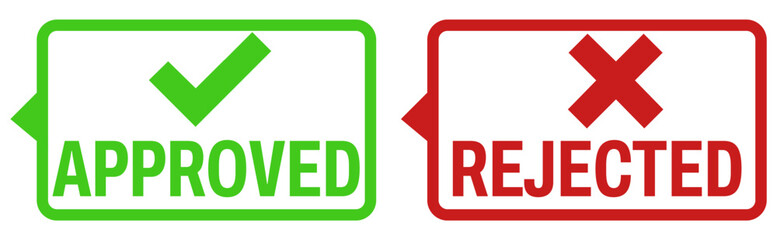 Set sign approved rejected icon. check mark and cross symbol design vector illustration