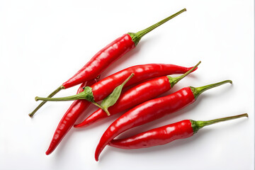 Chili on white isolated. Hot chili peppers with clipping path.