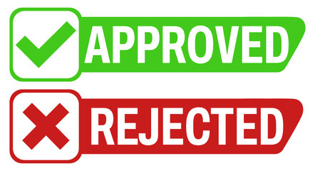 Set sign approved rejected icon. check mark and cross symbol design vector illustration