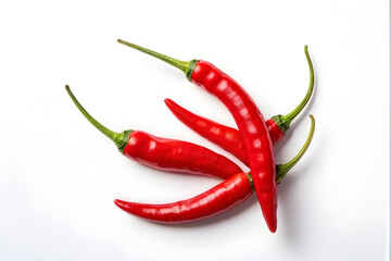 Chili on white isolated. Hot chili peppers with clipping path.