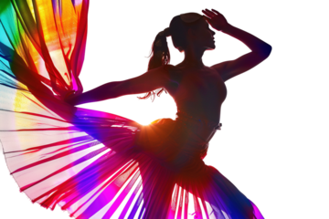 Expressive Multicolor Dancing Isolated on Transparent Background