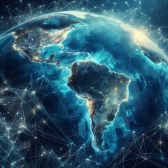 A planet earth with lights and lines around it Illustrative vector optimized.