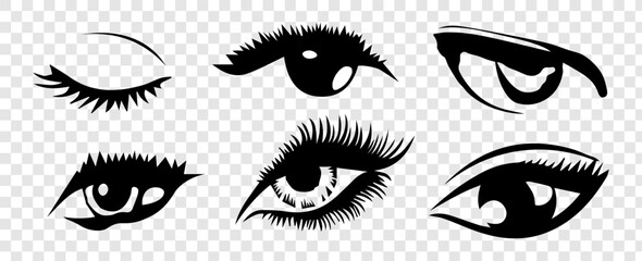 Fototapeta premium Premium set of eye line icons. Simple pictogram pack. Scratch vector illustration on white background. Modern outline style icon collection.vector