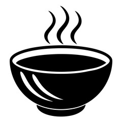 Hot soup bowl icon silhouette vector illustration.