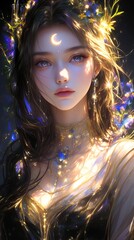 Obraz premium Enchanting Moonlit Maiden