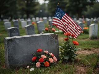 American Flag in Cemetery