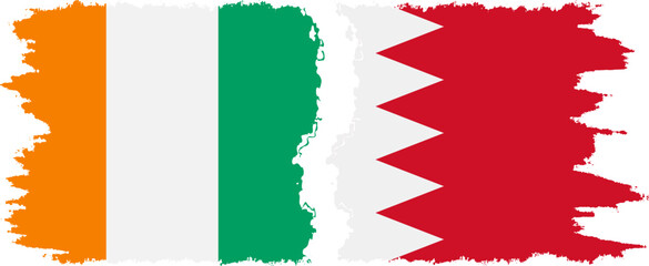 Bahrain and Ivory Coast grunge flags connection vector