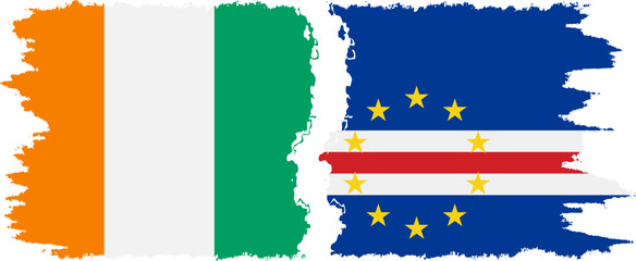 Cape Verde and Ivory Coast grunge flags connection vector