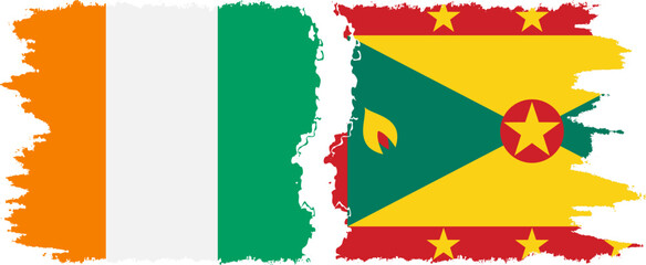 Grenada and Ivory Coast grunge flags connection vector